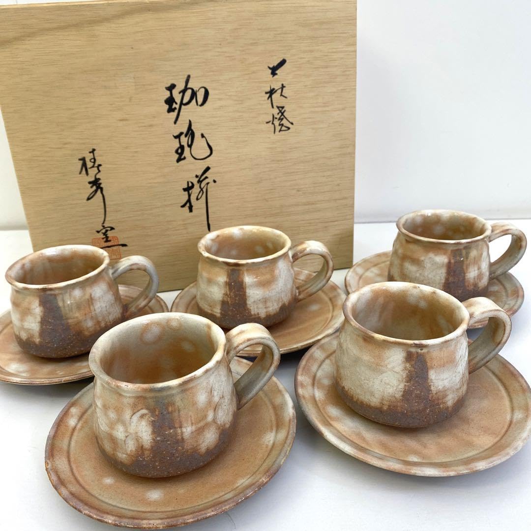 萩焼コーヒーカップ5 新品] 萩焼コーヒーカップ5客